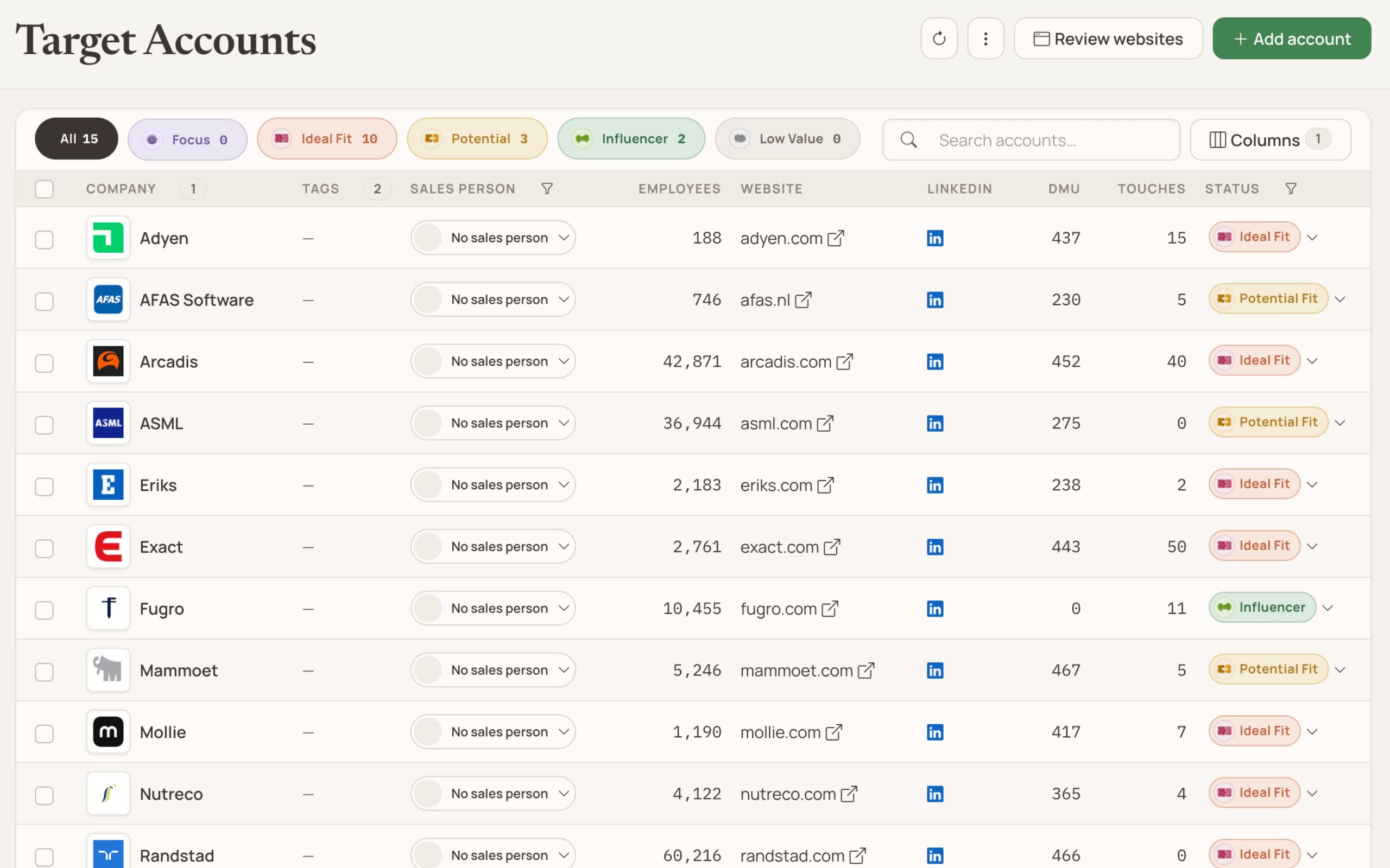 target accounts detail detail